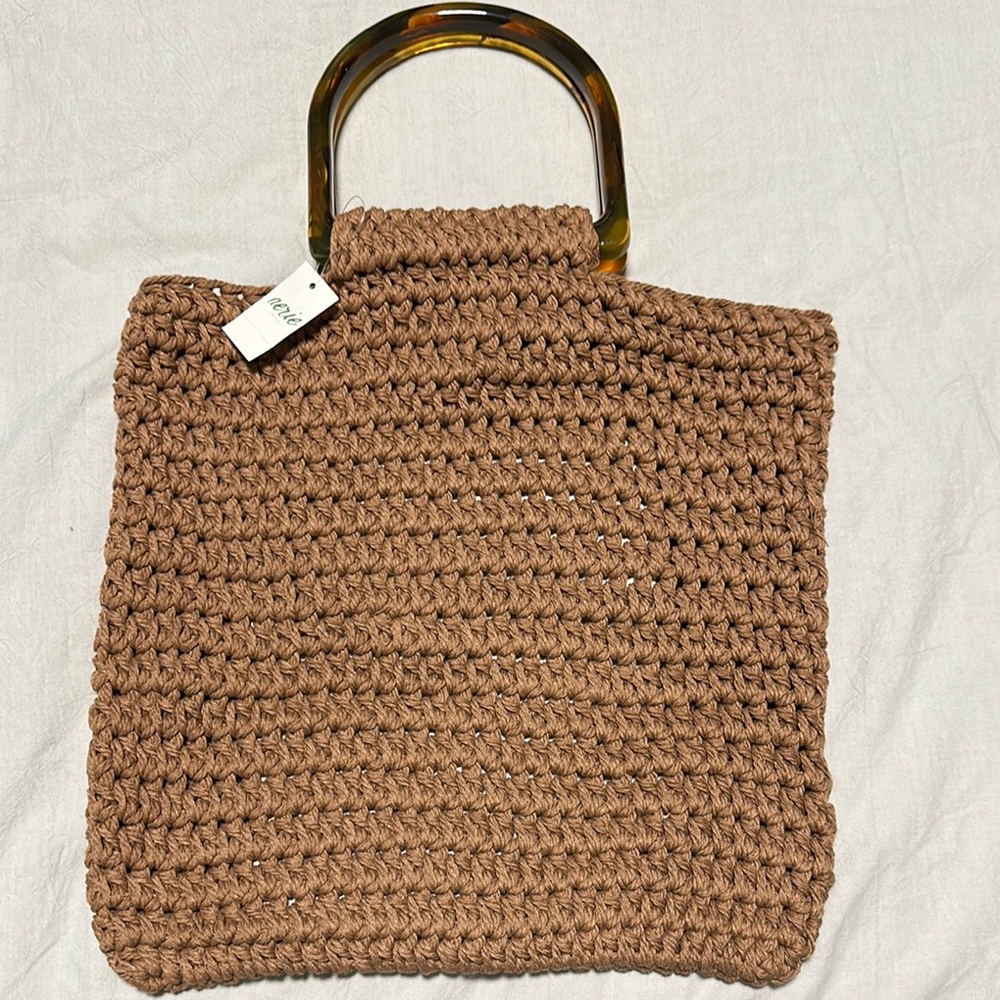 Aerie Brown Crochet Tote Bag